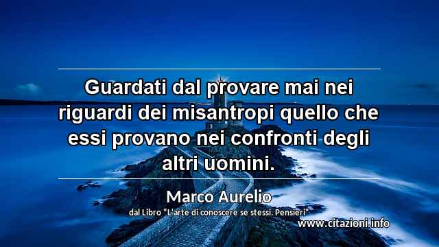 “Guardati dal provare mai nei riguardi dei misantropi quello che essi provano nei confronti degli altri uomini.”