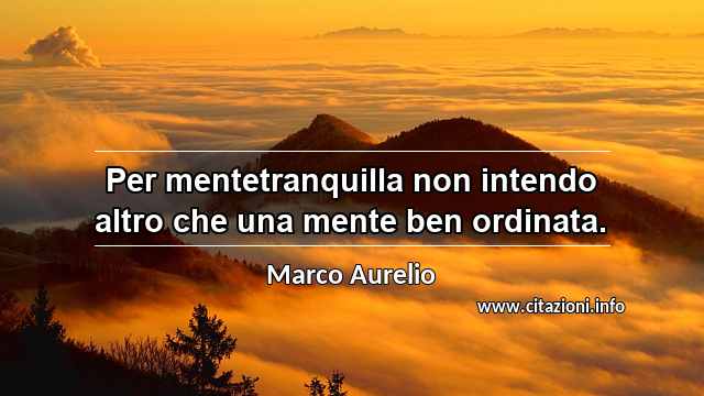 “Per mentetranquilla non intendo altro che una mente ben ordinata.”