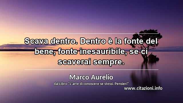 “Scava dentro. Dentro è la fonte del bene, fonte inesauribile, se ci scaverai sempre.”