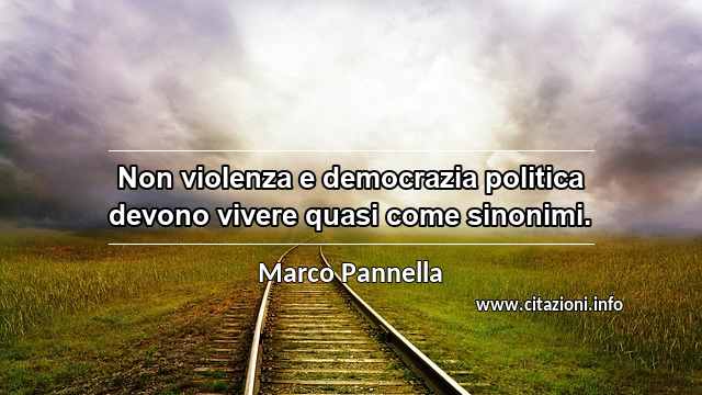 “Non violenza e democrazia politica devono vivere quasi come sinonimi.”