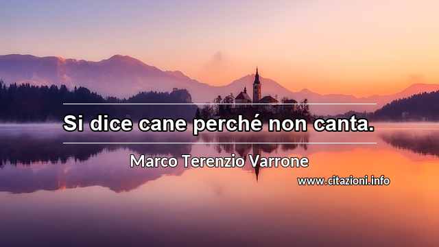 “Si dice cane perché non canta.”