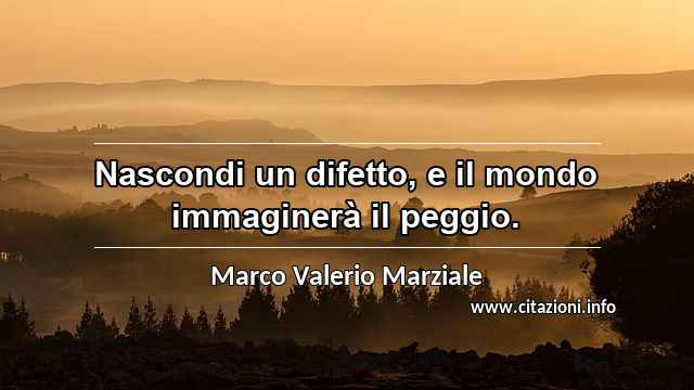 “Nascondi un difetto, e il mondo immaginerà il peggio.”