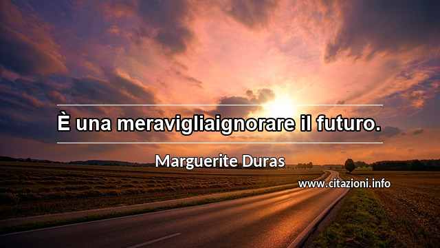 “È una meravigliaignorare il futuro.”