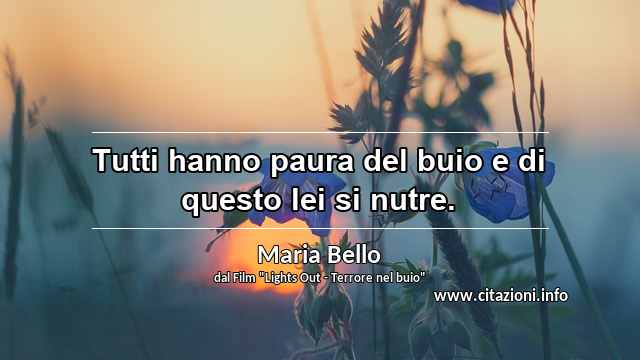 “Tutti hanno paura del buio e di questo lei si nutre.”