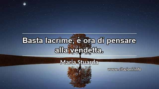 “Basta lacrime, è ora di pensare alla vendetta.”