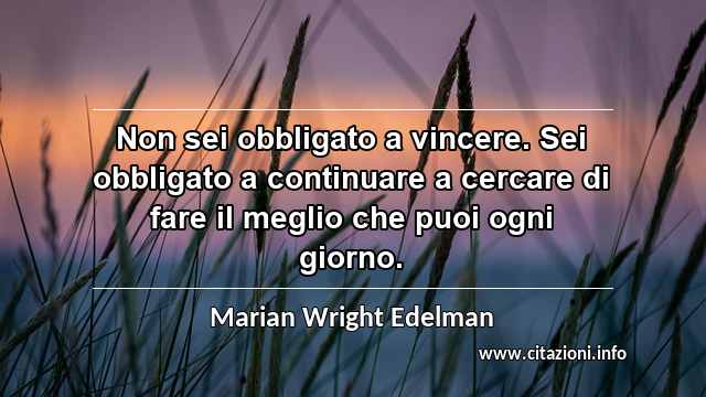 “Non sei obbligato a vincere. Sei obbligato a continuare a cercare di fare il meglio che puoi ogni giorno.”