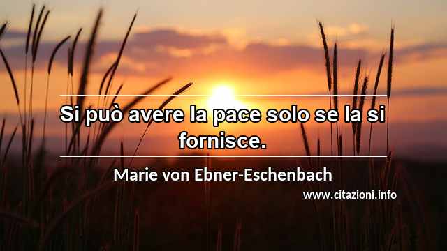 “Si può avere la pace solo se la si fornisce.”