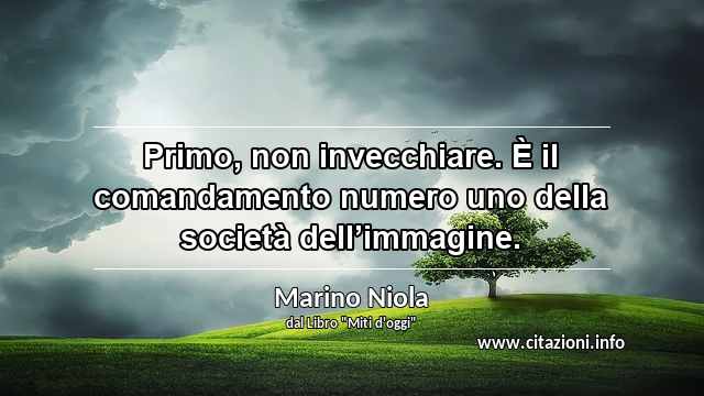 “Primo, non invecchiare. È il comandamento numero uno della società dell’immagine.”