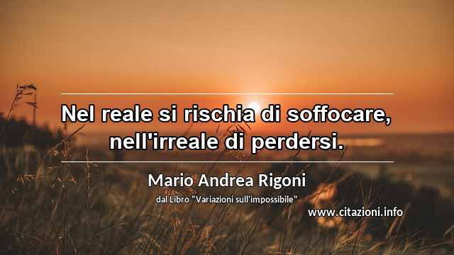 “Nel reale si rischia di soffocare, nell'irreale di perdersi.”
