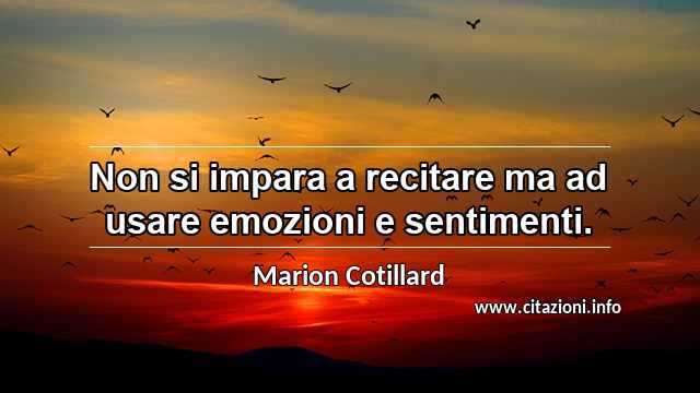 “Non si impara a recitare ma ad usare emozioni e sentimenti.”