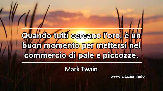 “Quando tutti cercano l'oro, è un buon momento per mettersi nel commercio di pale e piccozze.”