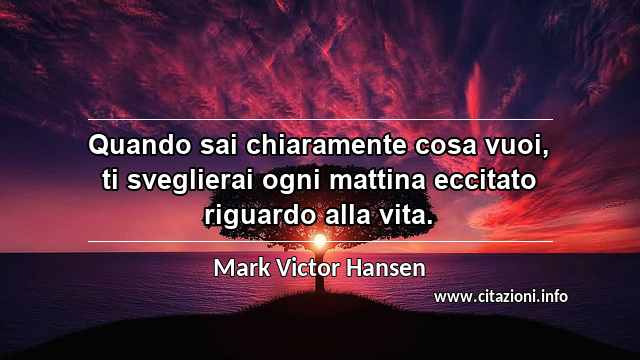 “Quando sai chiaramente cosa vuoi, ti sveglierai ogni mattina eccitato riguardo alla vita.”