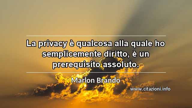 “La privacy è qualcosa alla quale ho semplicemente diritto, è un prerequisito assoluto.”