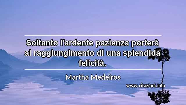 “Soltanto l'ardente pazienza porterà al raggiungimento di una splendida felicità.”