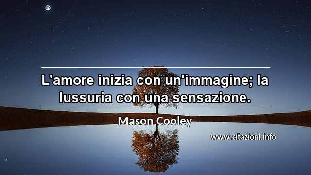 “L'amore inizia con un'immagine; la lussuria con una sensazione.”