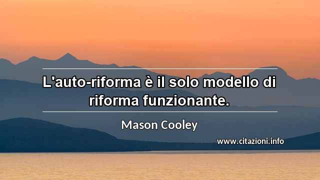 “L'auto-riforma è il solo modello di riforma funzionante.”