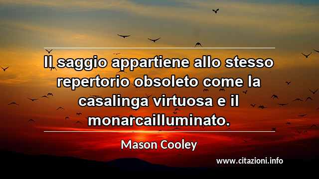 “Il saggio appartiene allo stesso repertorio obsoleto come la casalinga virtuosa e il monarcailluminato.”