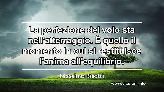 “La perfezione del volo sta nell'atterraggio. È quello il momento in cui si restituisce l'anima all'equilibrio.”