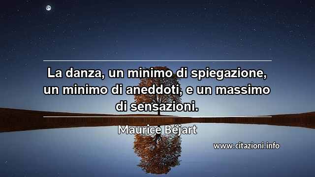 “La danza, un minimo di spiegazione, un minimo di aneddoti, e un massimo di sensazioni.”