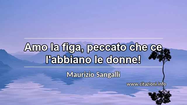 “Amo la figa, peccato che ce l'abbiano le donne!”