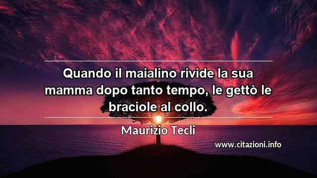 “Quando il maialino rivide la sua mamma dopo tanto tempo, le gettò le braciole al collo.”