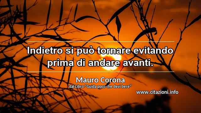 “Indietro si può tornare evitando prima di andare avanti.”