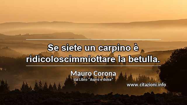 “Se siete un carpino è ridicoloscimmiottare la betulla.”