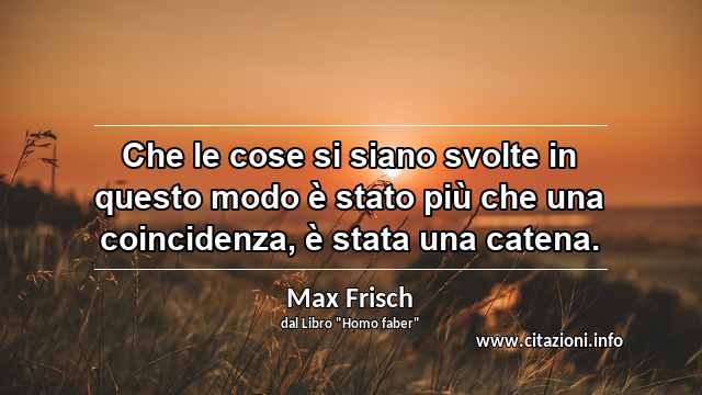 “Che le cose si siano svolte in questo modo è stato più che una coincidenza, è stata una catena.”
