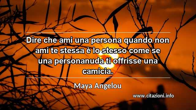 “Dire che ami una persona quando non ami te stessa è lo stesso come se una personanuda ti offrisse una camicia.”