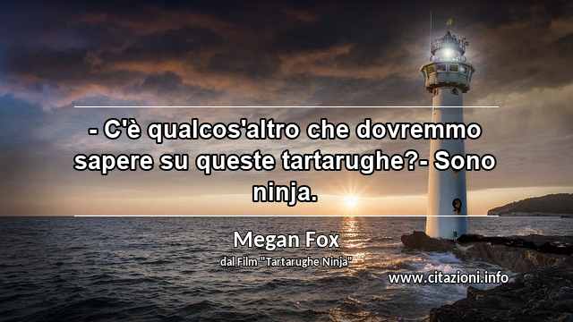 “- C'è qualcos'altro che dovremmo sapere su queste tartarughe?- Sono ninja.”