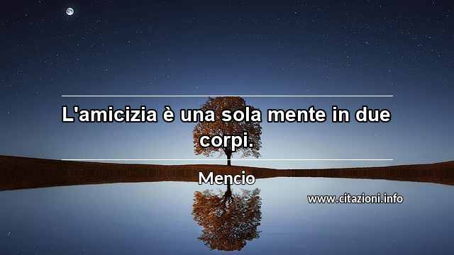 “L'amicizia è una sola mente in due corpi.”