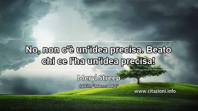 “No, non c'è un'idea precisa. Beato chi ce l'ha un'idea precisa!”