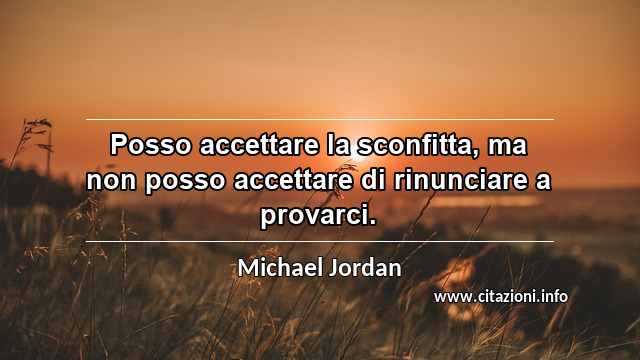 “Posso accettare la sconfitta, ma non posso accettare di rinunciare a provarci.”