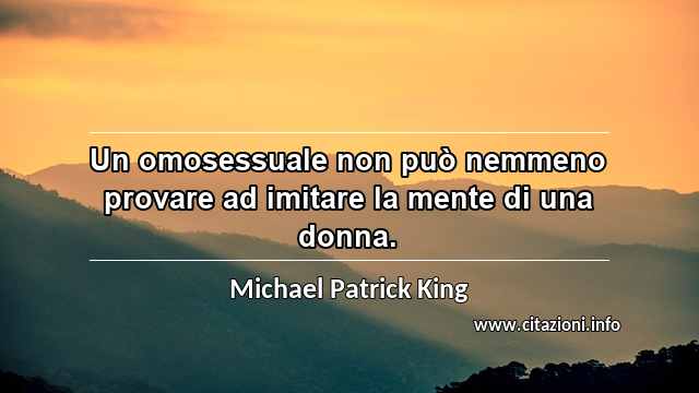 “Un omosessuale non può nemmeno provare ad imitare la mente di una donna.”
