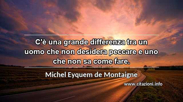 “C'è una grande differenza tra un uomo che non desidera peccare e uno che non sa come fare.”