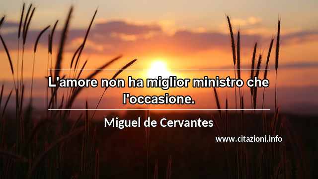 “L'amore non ha miglior ministro che l'occasione.”
