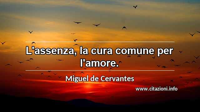 “L'assenza, la cura comune per l'amore.”
