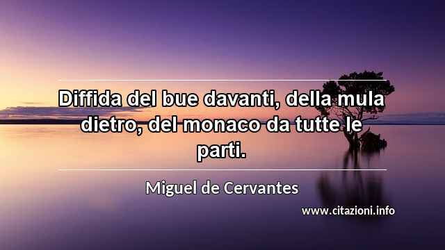 “Diffida del bue davanti, della mula dietro, del monaco da tutte le parti.”
