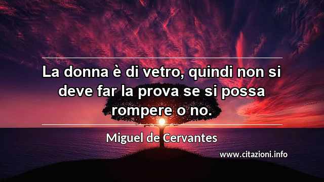 “La donna è di vetro, quindi non si deve far la prova se si possa rompere o no.”