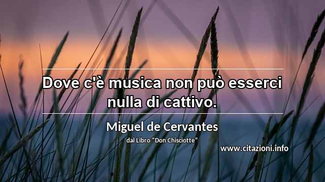 “Dove c'è musica non può esserci nulla di cattivo.”