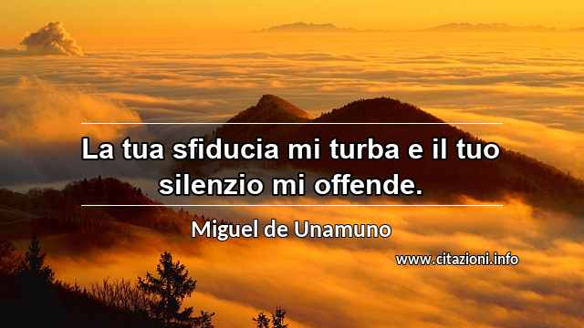 “La tua sfiducia mi turba e il tuo silenzio mi offende.”