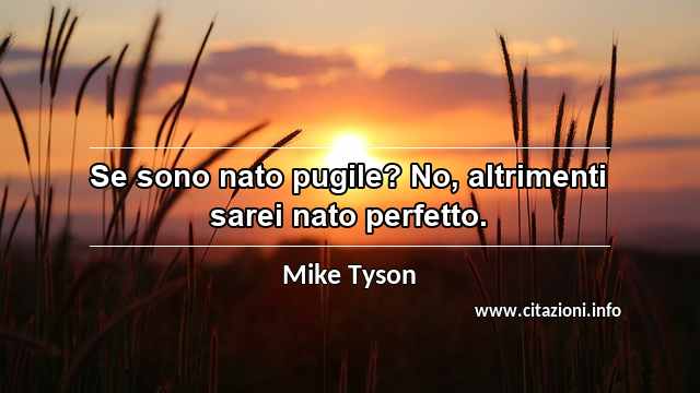 “Se sono nato pugile? No, altrimenti sarei nato perfetto.”