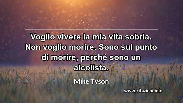 “Voglio vivere la mia vita sobria. Non voglio morire. Sono sul punto di morire, perché sono un alcolista.”