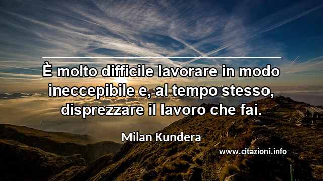 “È molto difficile lavorare in modo ineccepibile e, al tempo stesso, disprezzare il lavoro che fai.”