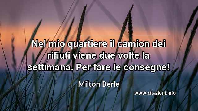 “Nel mio quartiere il camion dei rifiuti viene due volte la settimana. Per fare le consegne!”