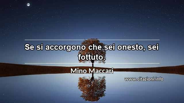 “Se si accorgono che sei onesto, sei fottuto.”