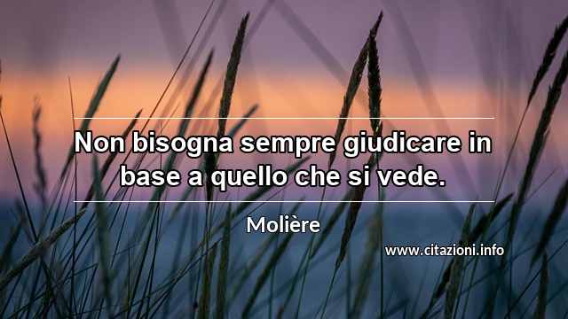 “Non bisogna sempre giudicare in base a quello che si vede.”