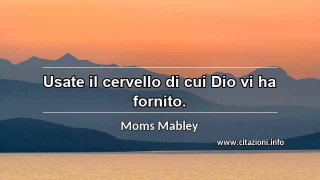 “Usate il cervello di cui Dio vi ha fornito.”
