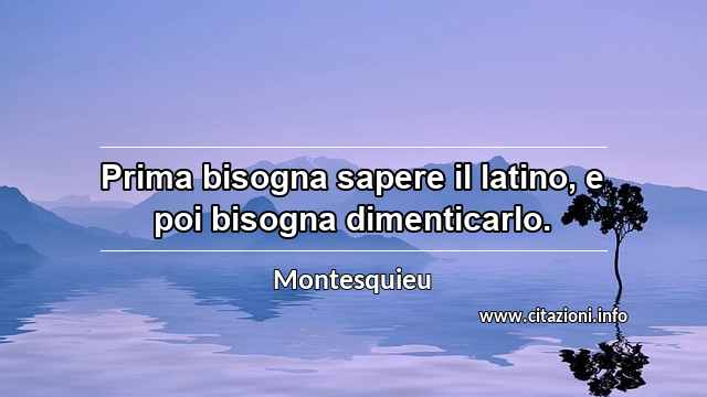 “Prima bisogna sapere il latino, e poi bisogna dimenticarlo.”