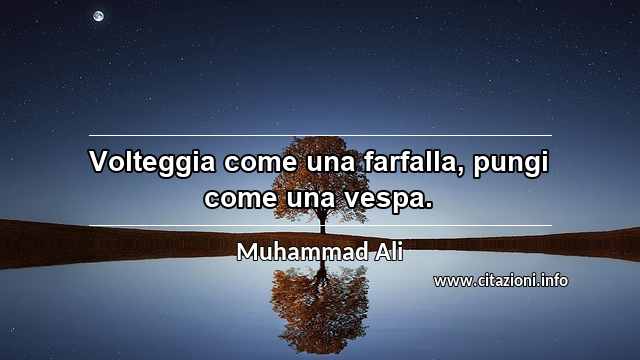 “Volteggia come una farfalla, pungi come una vespa.”